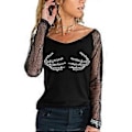 Miniatyrbillede 1 af 2: Dame Mesh Langærmet Skjorte Casual Rundhals Sheer Mesh Polka Dot Bluser Toppe (L farve 04)