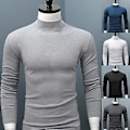 Miniatyrbillede 2 af 5: Fianao Herre Skjorte Ensfarvet Halvhøj Krave Casual Slim Langærmet Stram Til Indvendig Bær (2XL Sort)