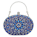 Miniatyrbillede 1 af 5: Rhinestone Dame Aften Clutch Perle Taske Bryllup Prom Håndtasker Multi-farve Mulighed (BLÅ)