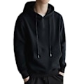 Miniatyrbilde 5 av 5: Hettegenser for menn med lange ermer, hette, snor, slitesterk, ensfarget, pullover, elastiske mansjetter, høstgenser (XL grå)