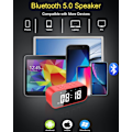 Miniatyrbild 4 av 6: Väckarklocka med Bluetooth-högtalare, Digital klocka för sovrum, Väckarklocka för tunga sovare vuxna med dubbla larm, Snooze, Dimbar LED-display.