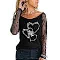 Miniatyrbillede 1 af 2: Dame Mesh Langærmet Skjorte Casual Rundhals Sheer Mesh Polka Dot Bluser Toppe (3XL farve 01)