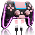 Miniatyrbild 1 av 3: Trådlös handkontroll för PS4 med Hall 3D-joysticks/RGB LED-lampor/programmeringsfunktion, rosa PS4-handkontroll