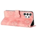 Miniatyrbillede 4 af 5: Til Samsung Galaxy A32 5G/M32 5G PU Læder Wallet Cover Blomster Prægning Telefon Cover med Støttefod (Style C)