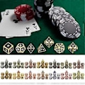 Pikkukuva 4 / 5: 7 kpl Polyhedral RPG Noppaa Sinkkiseos Noppaa Roolipeli Lautapeli Noppaa (Vaaleanharmaa)