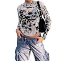 Miniatyrbillede 1 af 5: Langærmet Rundhals T-shirt Kvinder Forår Sommer Elegant Moderigtig Slim Fit Print Skjorte Bluser Til Fest (M)
