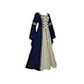 Miniatyrbilde 3 av 5: Middelalder Retro Hoff Prinsesse Cosplay Kostyme Lang Kjole Elegant Heks (4XL Mørk blå)