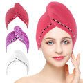 Miniatyrbillede 1 af 5: 3 stk. Mikrofiber Håndklæde Wrap Super Absorberende Twist Turban Tørre Hårhætter Med Knapper Badekar Loop B
