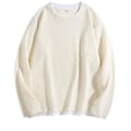 Pikkukuva 1 / 5: Miesten T-paita Väärennös Kaksi Osainen Pitkähihainen Pyöreäkaulainen Streetwear Kevät Syksy Löysä Vaahterapusero (3XL Valkoinen)