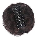 Miniatyrbillede 1 af 2: Messy Bun Easy Clip Paryk, kvindelig gribeklemme, naturlig hårkrøller (Brun B)
