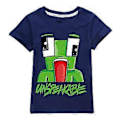 Miniatyrbilde 1 av 2: Gutter for gutter UNSPEAKABLE Trykte kortsリーブ Crew Neck Topper Sommer T-skjorte Tee (11-12 år Royal Blue)