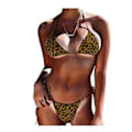 Miniatyrbilde 5 av 5: Jentebadedrakt leopardmønster sexy flerfarget fyldig jenter splitt pluss størrelse bikini badetøy 5xl Blå
