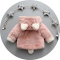 Miniatyrbilde 3 av 4: Søt katterøre-jakke i mykt fleece for barn 6 måneder - 6 år, falsk pelshette, yttertøy (4-5 år rosa)