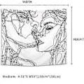 Pikkukuva 2 / 5: The Kissing Lover -seinävaate, mustavalkoinen ihmisen luurankomatto ruusukruunulla, kodin sisustustapetit seinätaide1