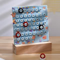 Miniatyrbillede 3 af 5: Kreativitets Trærunde Ringe Kalender DIY Personlig Ferrule Kalender Ornament til Hjem Soveværelse (Lyseblå)