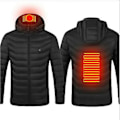 Miniatyrbillede 1 af 5: Unisex Elektrisk USB Opvarmet Jakke Vinter Varmt Varmepude Tøj Kropsvarmer Frakke Yderbeklædning (4XL Sort)