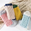 Miniatyrbild 3 av 4: Extremt mysiga kashmirsockor för kvinnor, vintervarma, för sömn, säng, golv, hem, fluffiga (röda)