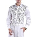 Pikkukuva 3 / 5: Miesten ylellinen paljettipaita, jossa on kaulus, pitkät hihat, yksirivinen nappikiinnitys, hääpaita, slim fit, muodollinen vapaa-ajan paita (L kultainen)