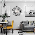 Miniatyrbild 4 av 5: Väggklockor för vardagsrum Modern metall svart väggklocka Diamantbesatt väggklocka 38cm