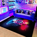 Miniatyrbillede 2 af 3: Moderne Gamer Soveværelse Tæppe 120x80cm 3D Controller Graffiti Børn