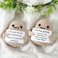 Miniatyrbild 3 av 5: 2 st roliga positiva incitament potatis virkning, 2,76 tum virkad inspirera positiv potatisleksak med positivitetsbekräftelsekort söt positiv (beige)