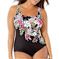 Miniatyrbillede 1 af 5: Dame Sommer Plus Size Push Up Badetøj Stribet Printet Bodycon Badedragt Heldragt Badetøj (XL pink)