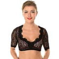 Bigsale Dirndl Bluse Med Flæser Hvid - Traditionel Elegant Bayersk Oktoberfest Cropped Bluse (S Sort)