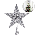 Miniatyrbilde 1 av 2: NICEXMAS 20cm Sølv Stjerne Topp til Juletre Elegant Glitrende Stjerne Juletre Topp Juletre Pynt 5-Spiss Stjerne Toppdekorasjon