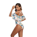 Miniatyrbillede 4 af 4: Pigetøj til piger, bikini med digitalt print, mavebeklædt, slank pasform, tubetop, flæset, endelst, til kvinder, badetøj, Xxl, Kranblå blomst