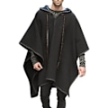 Miniatyrbillede 1 af 5: Fianao Herrefrakke Halloween Gotisk Kappefrakke Batwing Ærme Mænd Hættejakke til Fester (2XL Sort)
