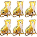 Miniatyrbilde 1 av 5: Leopardballonger 6 stk Folie Helium Leopardformet Dyr Festballonger Tegneserie Dyr Leopard Skogballonger for Jungle Safari Tema Bakteppe Barn