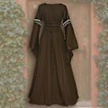 Miniatyrbillede 5 af 5: Dame Middelalder Retro Hof Prinsesse Cosplay Kostume Lang Kjole Elegant Heks (S Sort)