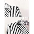 Miniatyrbillede 3 af 5: Stribet Print Suitjakke med Dobbelt Bryst og Hakket Rever - Slim Fit Blazer (L sort)