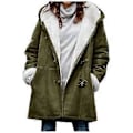 Miniatyrbilde 1 av 2: Vinterjakke for kvinner, tykk og varm fleecejakke med hette, casual parkasjakke i pluss størrelse - JA(2XL Army Green)