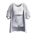 Pikkukuva 4 / 5: Mukava 3-osainen neulottu setti naisille - Lämmin ja seksikäs pörröinen fleece-pyjama M harmaa