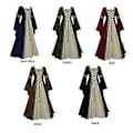 Miniatyrbillede 5 af 5: Kvinder Middelalder Retro Hof Prinsesse Cosplay Kostume Lang Kjole Elegant Heks (M Grøn)
