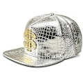 Miniatyrbillede 1 af 2: Metal Golden Dollar Style Baseball Cap til Mænd Hip-hop Cap Læder Justerbar Snapback Hatte til Mænd og Kvinder (Sølv)