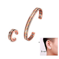 Miniatyrbillede 1 af 5: Rent Smykker i Rent Kobber til Kvinder - Twisted Open Cuff Justerbar Kobber Magnetisk Armbånd Øreringe Gigt Magnetisk Terapi Ring ( )
