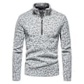 Miniatyrbilde 1 av 3: Menn Halv Glidelås Høy Hals T-skjorte Lang Erme Casual Pullover Genser Base Layer Topper (S Lys Grå)