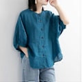 Miniatyrbillede 2 af 5: Fritidsskjorter Knap Top Dame Løs Langærmet Oversized Skjorte Dame Bluser Casual (S lilla)