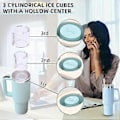 Miniatyrbilde 3 av 5: Silikon Isbitform med Lokk for 20-40 Oz Tumblere, 3 Hul Sylinder Isbitformer for Krus, Gjenbrukbar Stor Gul