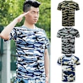 Miniatyrbillede 3 af 5: Fianao Unisex Sommer Camouflage Militær Combat T-shirt Kortærmet Bluser (150cm(95) 2#)