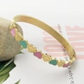Miniatyrbillede 5 af 5: Søde kærlighedshjerte guldbelagt rustfrit stål heldige manchet armbånd til kvinder, søde kærlighedshjerte armbånd bryllupsfest charme B