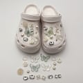 Miniatyrbillede 4 af 5: 20 Stykker 3D Clog-Sandaler Pynt (Grøn Sommerfugl), Sko Charms,