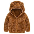 Miniatyrbillede 1 af 3: 2-6 År Børn Teddybjørn Blød Fleece Hættejakke Varmt Lynlåsjakke Yderbeklædning (3-4 År Brun)