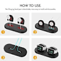 Miniatyrbillede 3 af 5: AHASTYLE PT116 til Apple Watch Dobbelt Position Opladningsstand Smart Watch Oplader Holder Base - Sort (Sort)