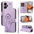 Pikkukuva 1 / 5: Xiaomi Redmi Note 13 Pro+ 5G Nahkakotelo Lompakko Puhelinkuori Voikukan Kuviointi - Violetti (Violetti)