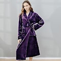 Miniatyrbilde 2 av 3: Menn Kvinner Vinter Morgenkåpe Badekåpe Varm Tykk Fleece Kåper Loungewear (M Lilla Kvinner)