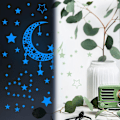 Miniatyrbilde 3 av 3: Glow In The Dark Stars For Ceiling 3d Glowing Star Removable Self-adhesive Wall Decals Moon Wall Stickers For  Diy Room（2）