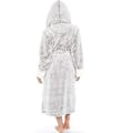Miniatyrbild 4 av 5: Fleece Badrocka Dam Kvinna Mjuk Dressing Gown Huvad Fluffy Handduk Lång Badrock (2XL Grå)